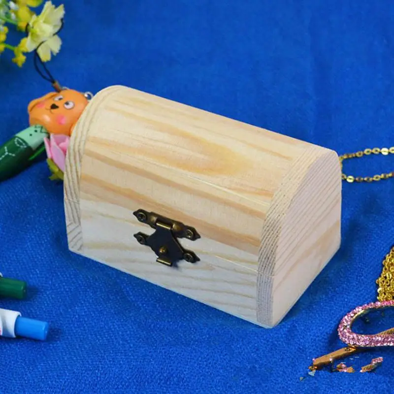 Wood Small Wooden Box With Lid and Lock Jewerally Storage Wedding Table Gift F20173291 | Дом и сад