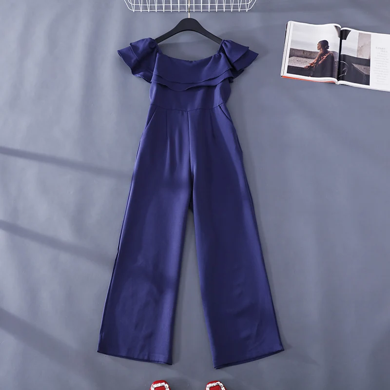Женский комбинезон ALPHALMODA однотонный с высокой талией и широкими штанинами