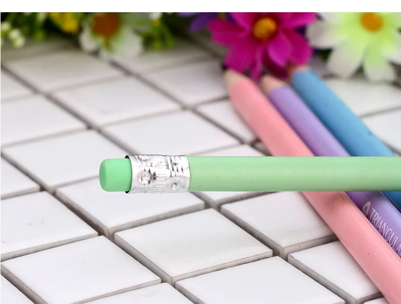12 шт./компл. HB треугольные карандаши с Сережкой Топ милый мультфильм Kawaii Дети карандаш для записи канцелярский школьный офисный принадлежности
