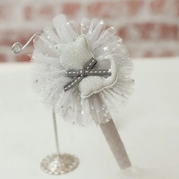 

10pcs Fashion Cute Glitter Star Lace Floral Cat Hair Sticks Solid Animal Hairbands Princess Headwear Boutique Hair Accessories