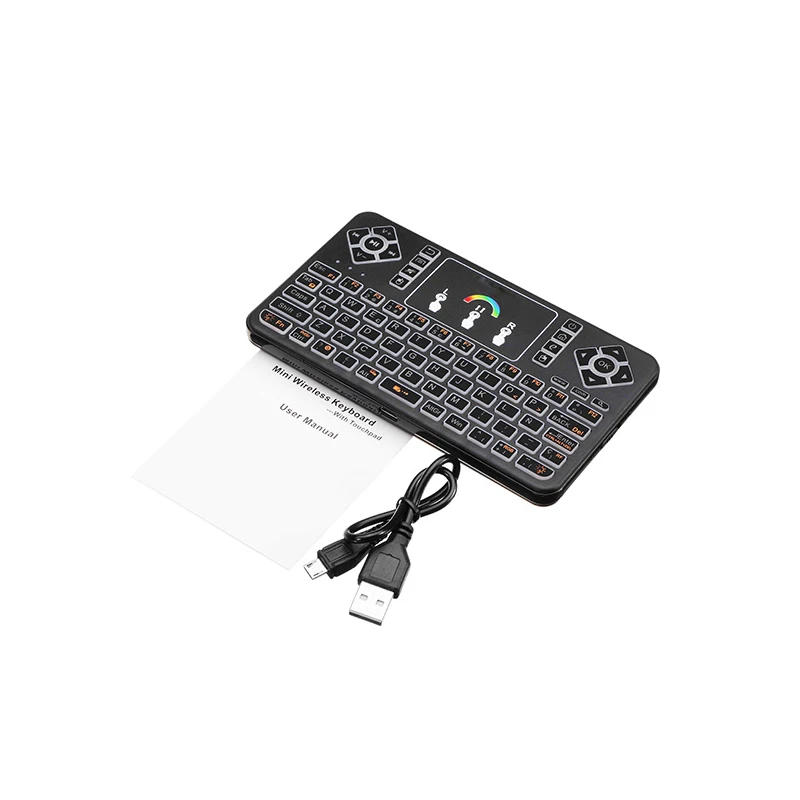 TZ Q9 2 4 ГГц Bluetooth V3.0 Беспроводной клавиатура RGB сенсорная панель с подсветкой для