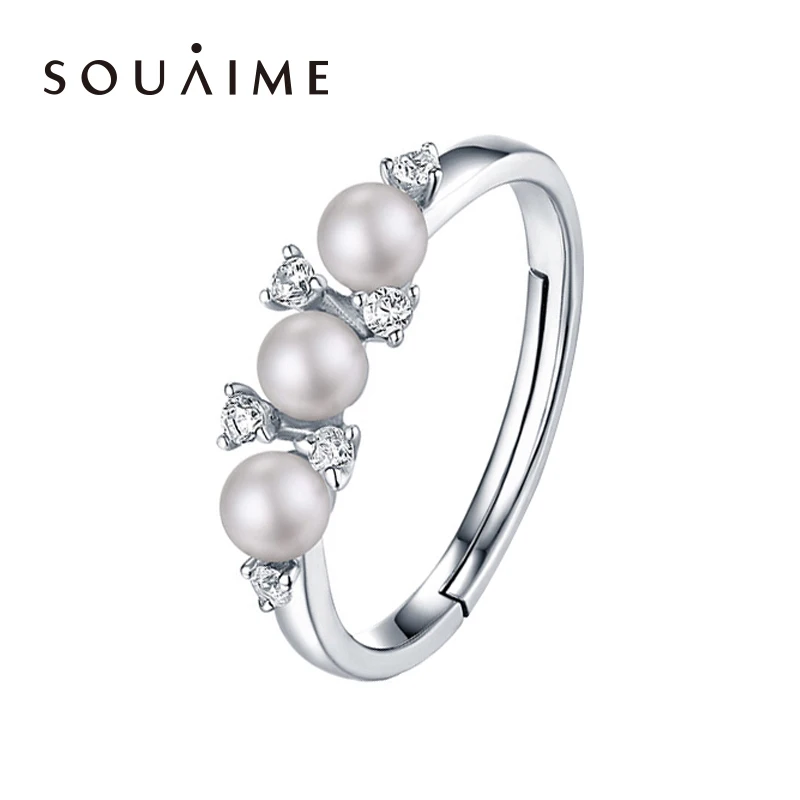 SOUAIME, ювелирное изделие с жемчугом, покрытое 18 к желтым золотом, кольцо с натуральным круглым пресноводным жемчугом, Женское Обручальное кольцо, подарки премиум класса
