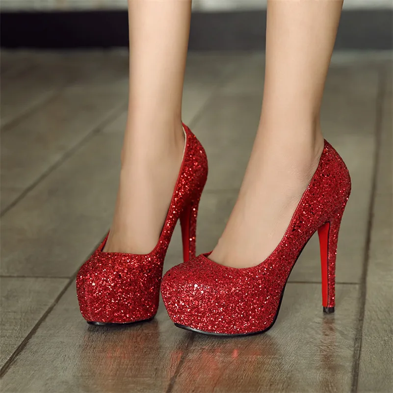 

CONASCO Top Quality Women High Heels Wedding Party Shoes Woman Glitters Platfroms Night Club Pumps New Ladies Dancing Shoes