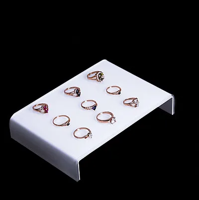 White Acrylic Jewelry Ring Display Holder Stand U Shape Earring Retail Display