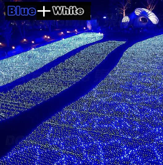 Рождество чистые светодиодные сетки огни 6 м* 4 м 860led Garden Party декоративный свет AC 220 В ЕС разъем 1 шт - Испускаемый цвет: Blue White Mixed