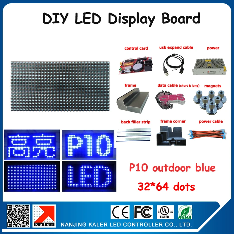 

4pcs P10 LED panel outdoor LED display screen 10000 dots/sqm blue color programmable led message board open sign advertising