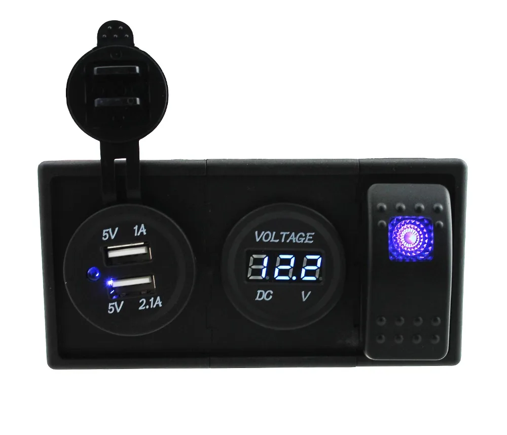 DC12V-24V 3.1A Dual USB вольтметр розетка с кулисный переключатель держатель Корпус