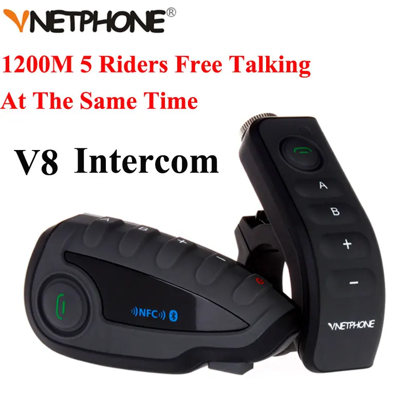 Bluetooth интерком для мотоциклетного шлема Vnetphone V8 100% м|vnetphone v8|helmet interphonev8 1200m |