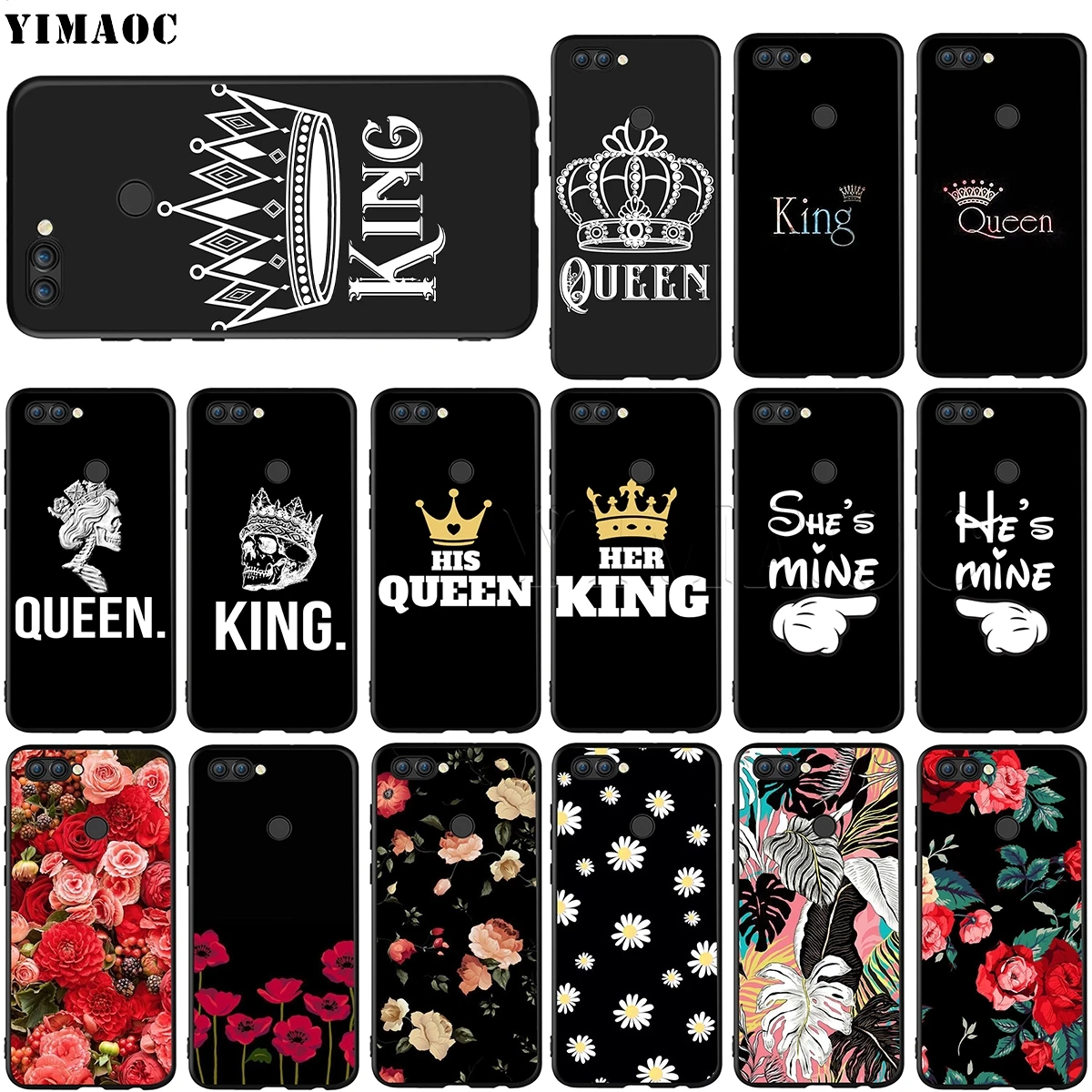 YIMAOC Король Королева пара влюбленных чехол для Huawei Honor Mate P smart Y7 Y9 8C 30 20 10 8x Nova 3i 3 Lite