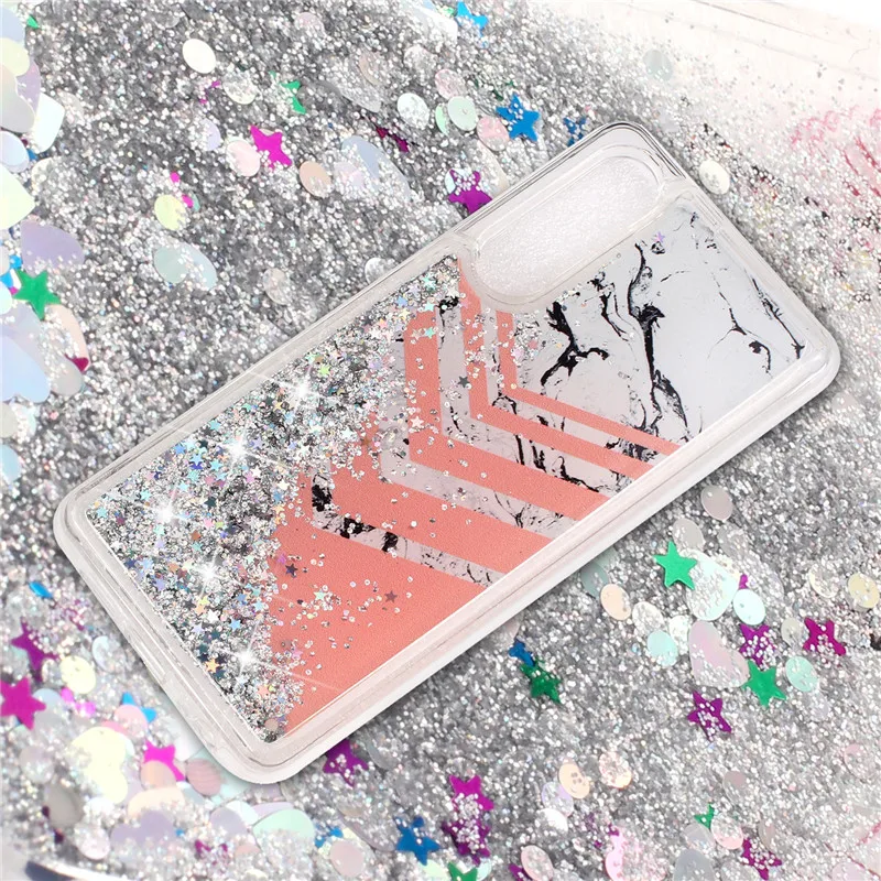 FLYKYLIN Silicone Liquid Case For Huawei P20 Pro Cases P30 Coque on P8 Lite 2017 Cover Glitter Bling Dynamic Capa |