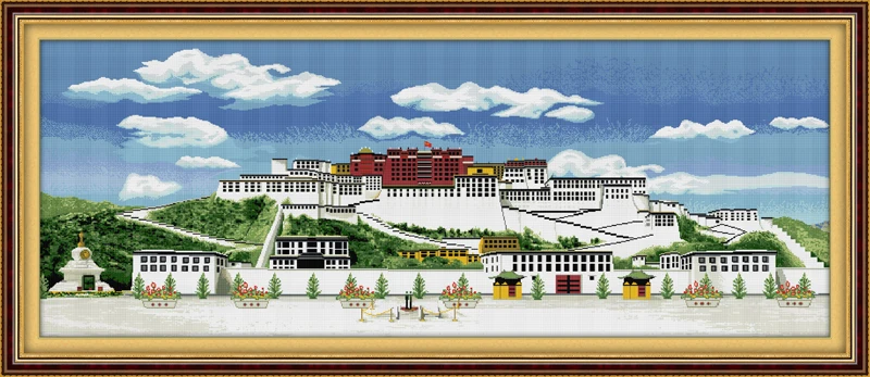 Картины дворцового пейзажа Potala рассчитаны на холсте DMC 14CT 11CT китайские наборы для