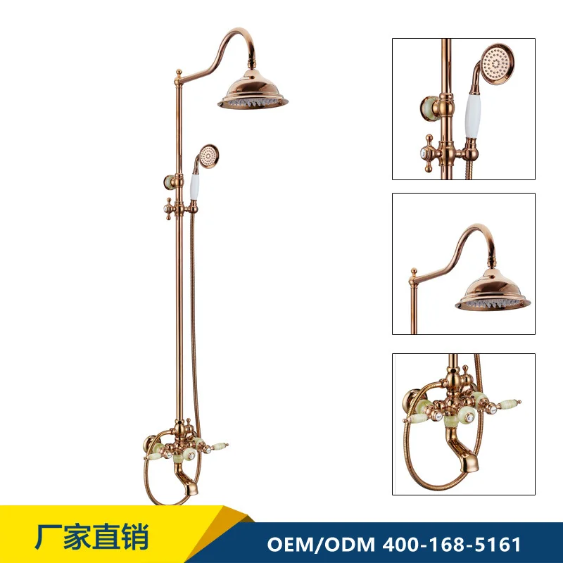 Классический роскошный настенный смеситель для ванной комнаты с розовым золотым