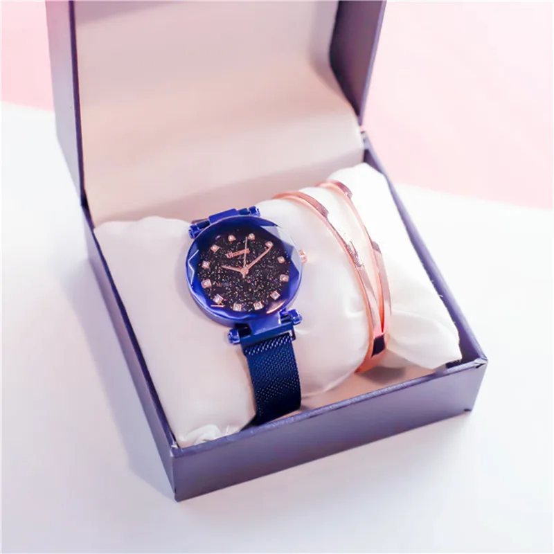 ins Hot Luxury Brand Lady Crystal Quartz Watch Magnet Buckle Women Dress Fashion Steel Mesh Belt Female Wristwatch New | Наручные часы