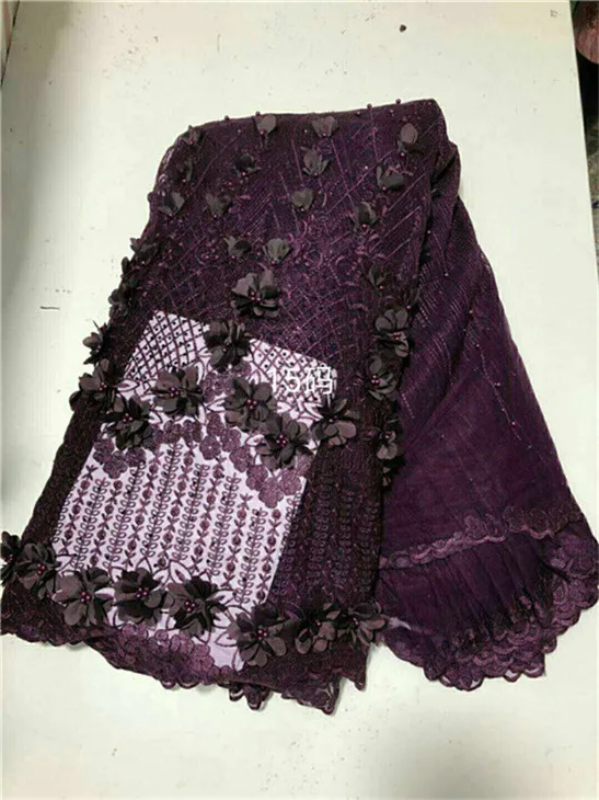 Новое поступление Африканский гипюр материал бусины 3D цветок Нигерия