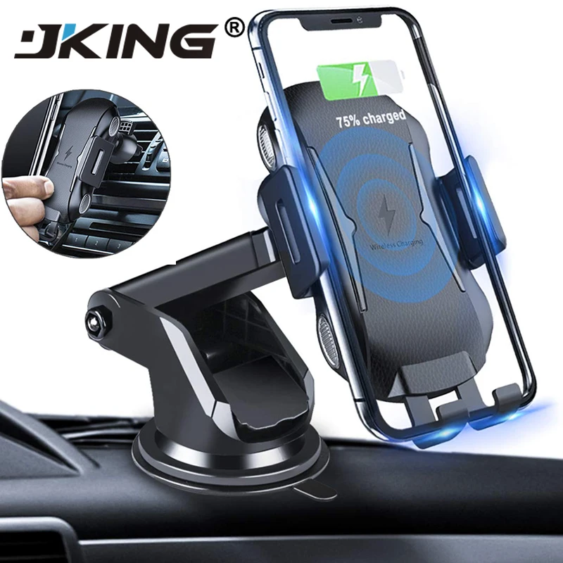 JKING Automatic Car Wireless Charger for iPhone X XS max XR Car Phone Holder Qi Fast Charging Touch Sensing Wireless Charger