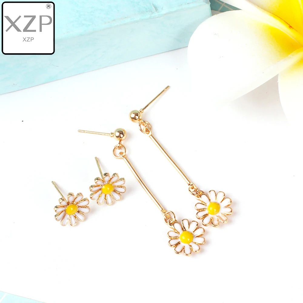 XZP летние милые маленькие эмалевые длинные серьги маргаритки для женщин