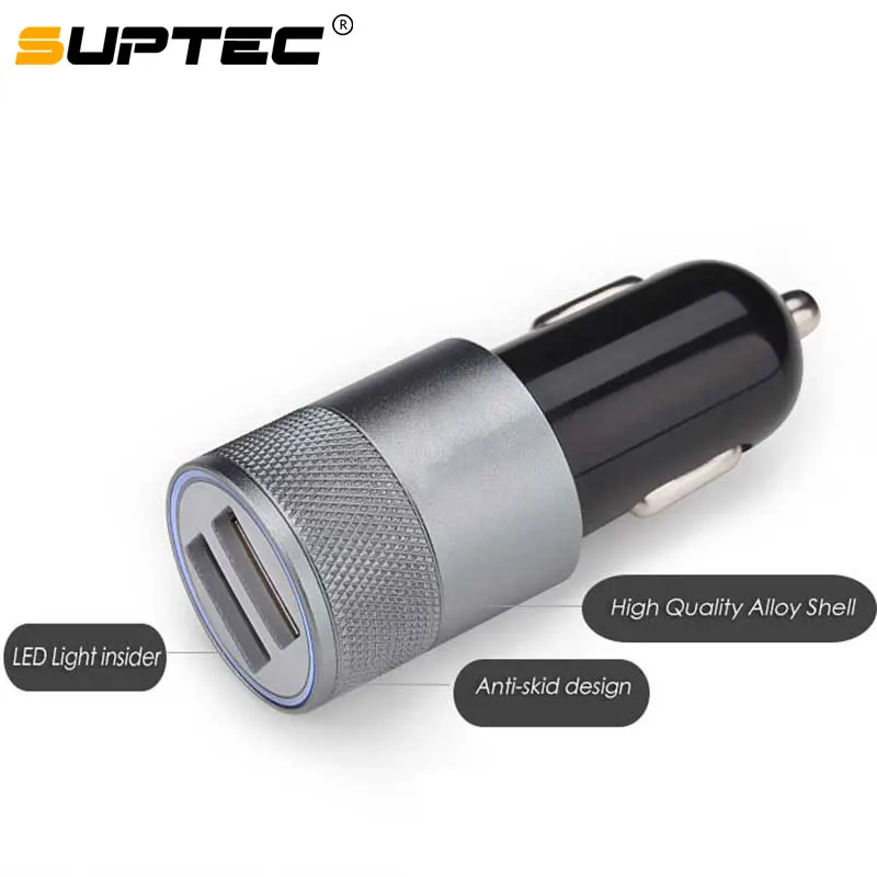 Автомобильное зарядное устройство SUPTEC с двумя мини портами USB 5 В 2 А для iPhone Samsung