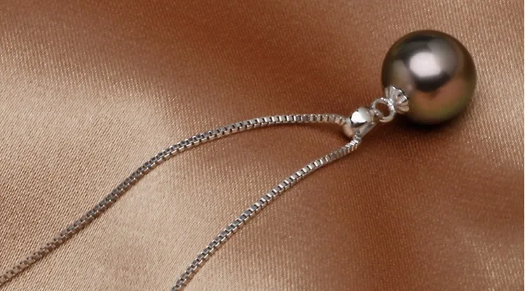 Колье с подвеской из стерлингового серебра 925 пробы черный жемчуг|black pearl|drop