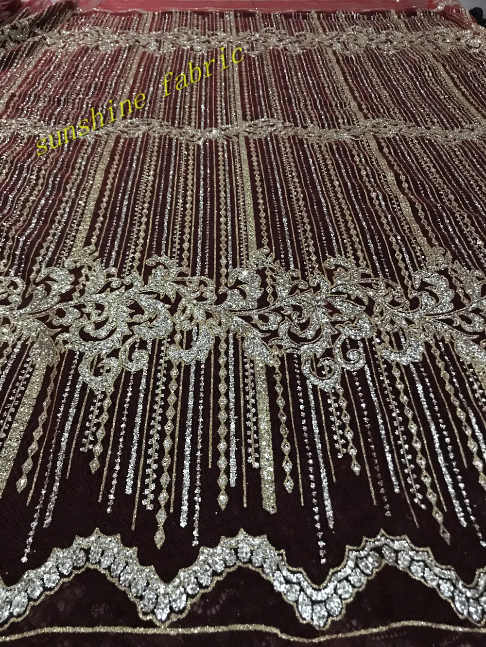 5 ярдов африканская блестящая сетчатая ткань с блестками Золотое блестящее