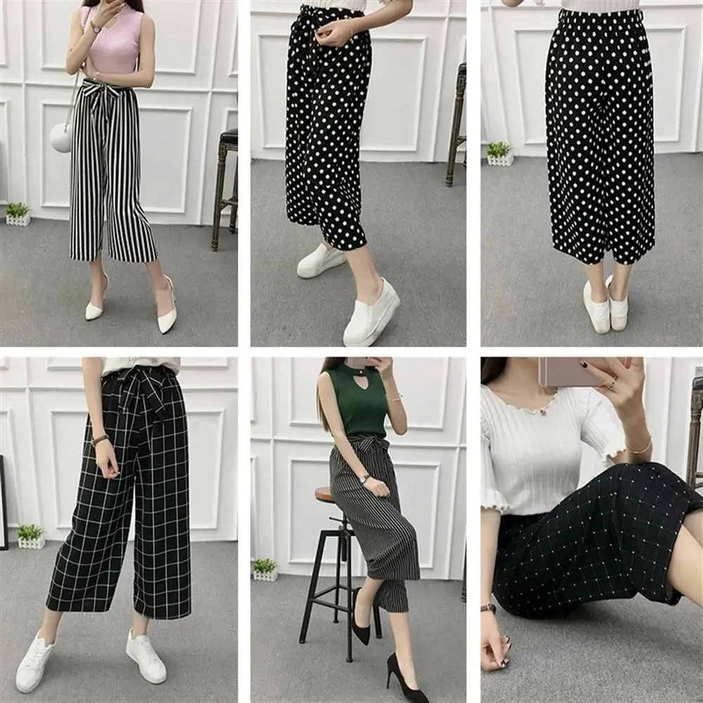 Женские широкие брюки Штаны Свободные повседневные до середины икры Длина