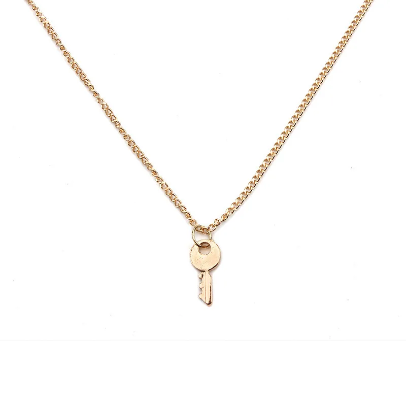 1pc Simple Key Charm Wish Card Choker Collier Necklaces Links Chains Gold Color For Women Statement Jewelry Gift EY441 | Украшения и