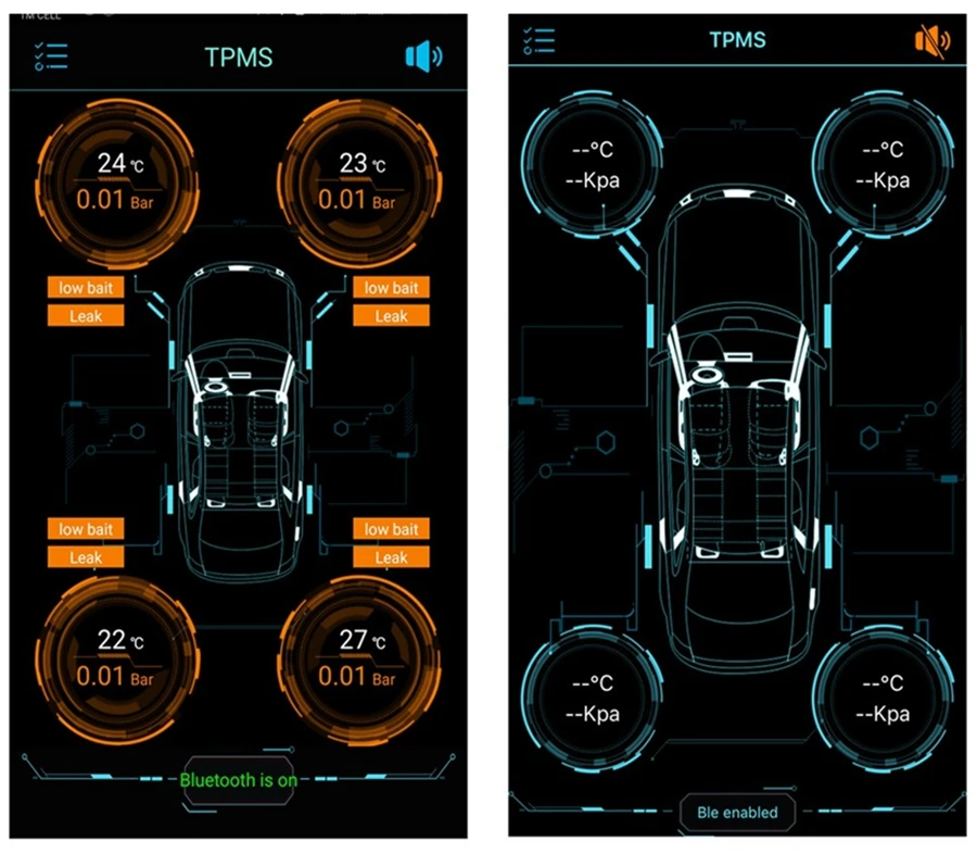 Беспроводной Bluetooth 4,0, 4 шт., датчик TPMS, система контроля давления в шинах, для мобильного телефона, приложение, дисплей, низкая энергия, сигнализация, вход/внешний