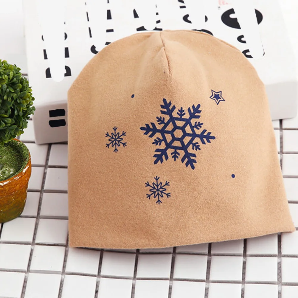 0-6Yrs Baby Hats Cotton Snowflake Printing Infant Hat Toddler Autumn Winter Children's For Boy Girl Beanie Caps Newborn BTTF | Детская