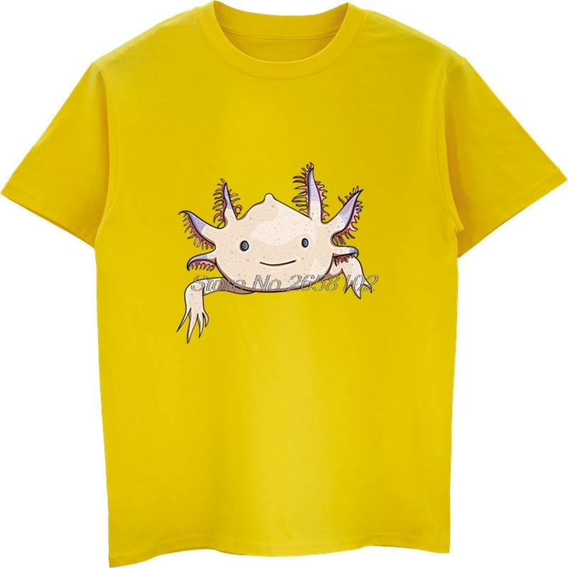 Мужская футболка Axolotl с забавным мультяшным принтом животных 100% хлопок
