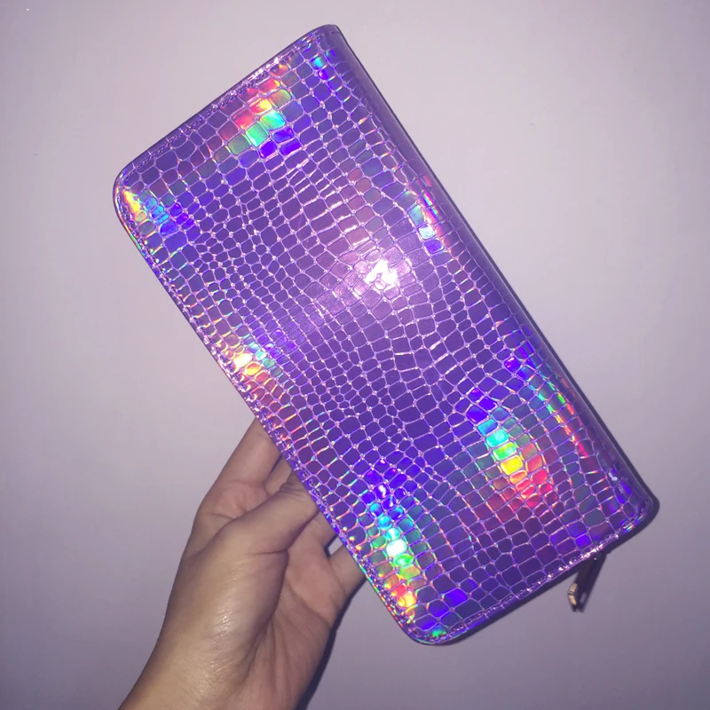

Harajuku Women Long Hologram Wallets For Females Laser Credit Card Holder Coin Purse Clutch Party Slim Organizer Money Wallet