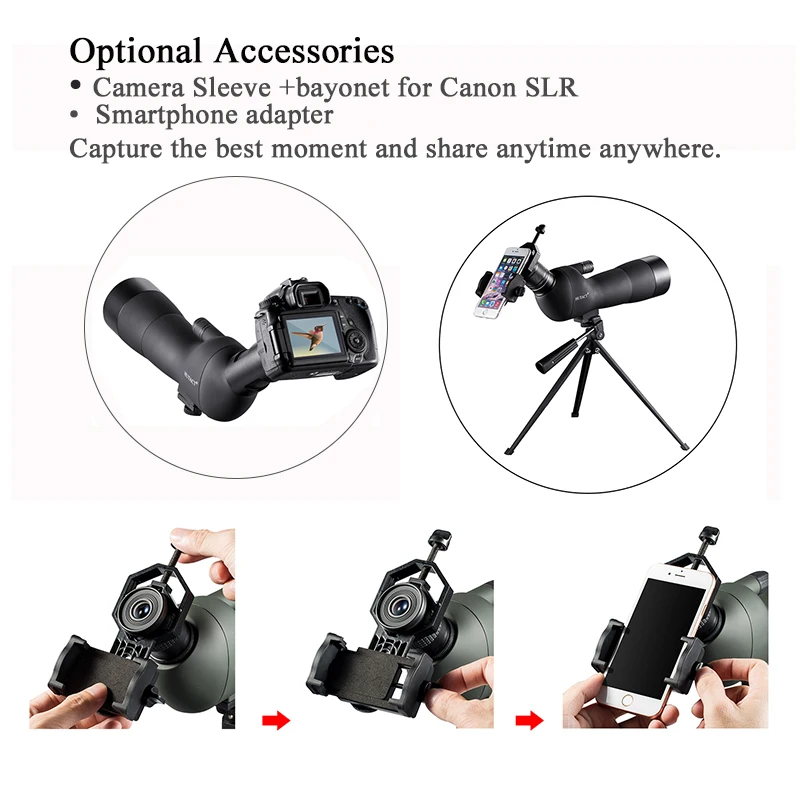 HUTACT Zoom Spotting Scope For Birdwatching 20-60x60 Telescopio Terrestre Hunting Tool Tripod Phone Adapter High Definition | Инструменты