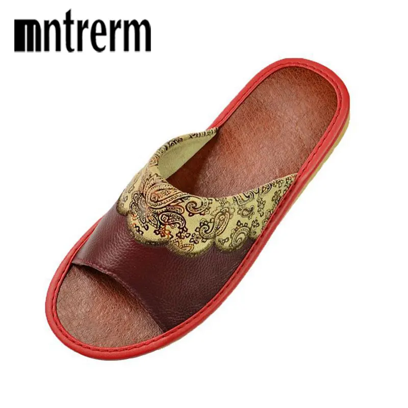 Шлепанцы Mntrerm женские домашние натуральная кожа летние тапки для пар | Обувь