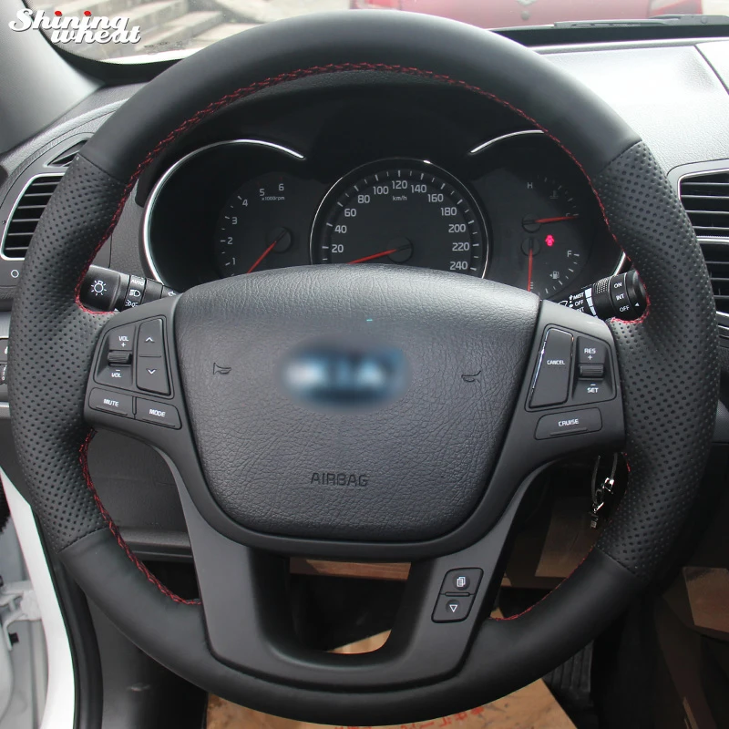 Шитый вручную черный кожаный чехол на руль BANNIS для Kia Sorento 2009-2014 | Автомобили и