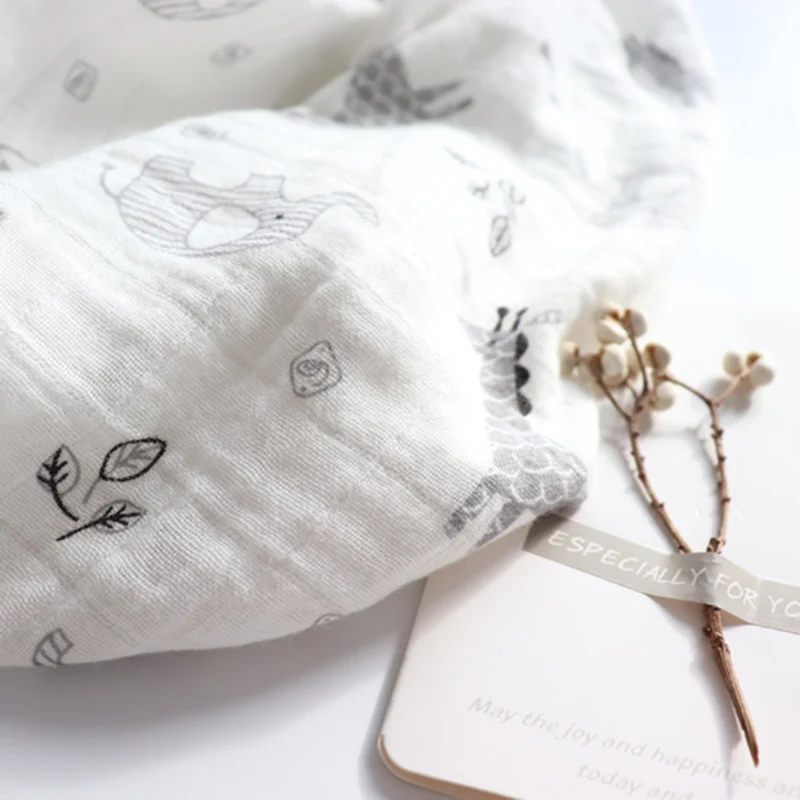 Baby Blanket For Newborns Soft Cotton Muslin Swaddles Infant Multi Use Bath Towel Nordic Hold Wraps Diaper Cocoon 120x120cm | Мать и