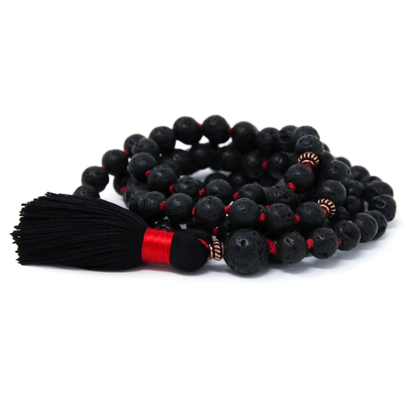 108 Mala Beads ожерелье из вулканического камня Japa буддистские молитвенные бусины Йога