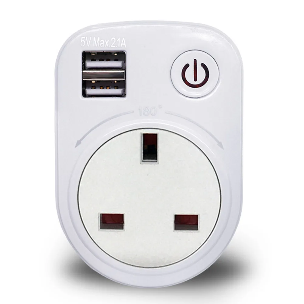 Электрический двойной USB порт 2.1A настенное зарядное устройство адаптер питания для путешествий и розетка переменного тока EU/US/UK