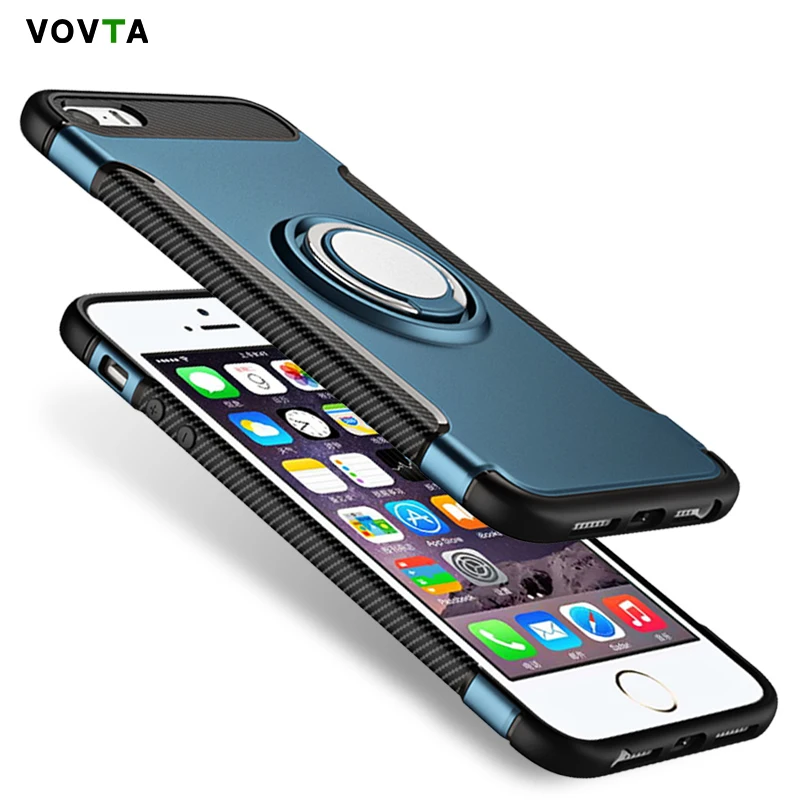 VOVTA роскошный противоударный чехол для iPhone 5 5S SE с металлическим кольцом прочный