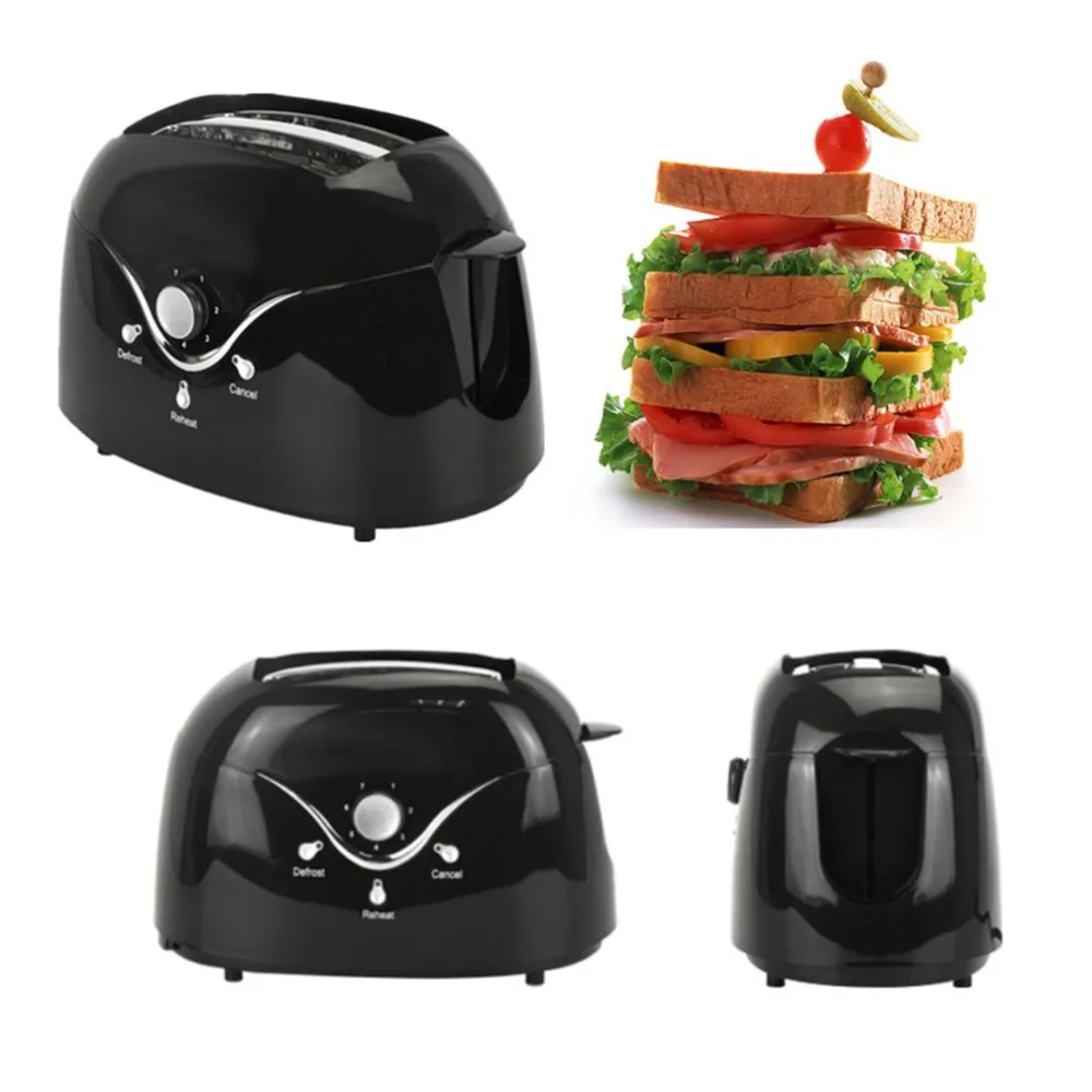 Тостер 2 ломтика домашний Мультифункциональный автоматический из нержавеющей