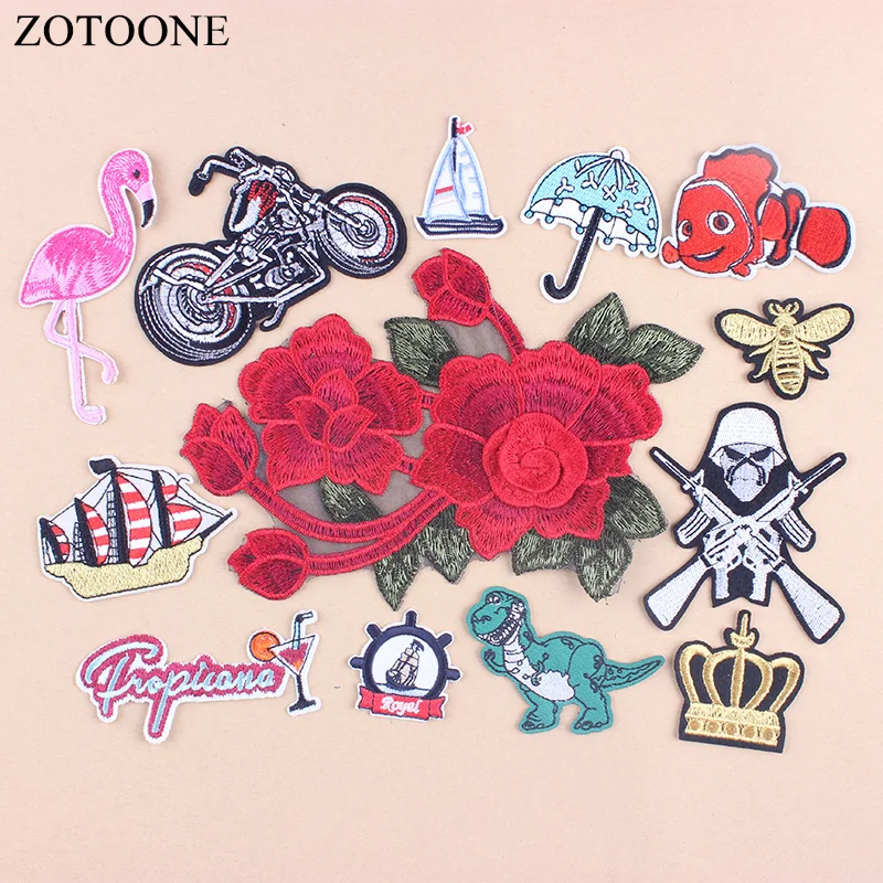 ZOTOONE Фламинго нашивки в виде розы для костюмы аппликации гладить на череп