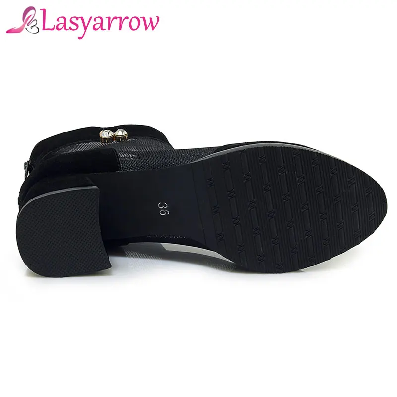 Женские ботильоны на массивном высоком каблуке с круглым носком | Обувь