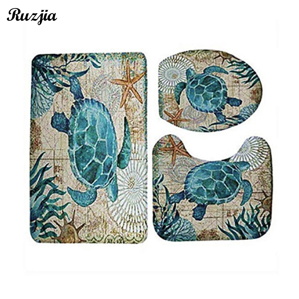 3 шт./компл. шикарный морской черепаха нескользящий для ванной коврик домашняя