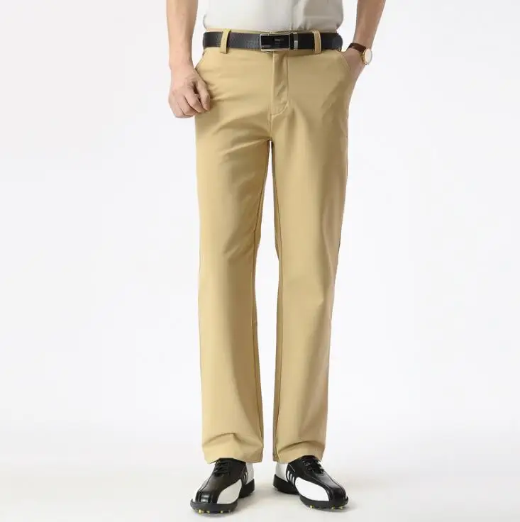 khaki Спортивная одежда для гольфа мужские летние дышащие быстросохнущие тонкие высокоэластичные брюки однотонные спортивные брюки для гольфа размер 30-38 - Цвет: khaki