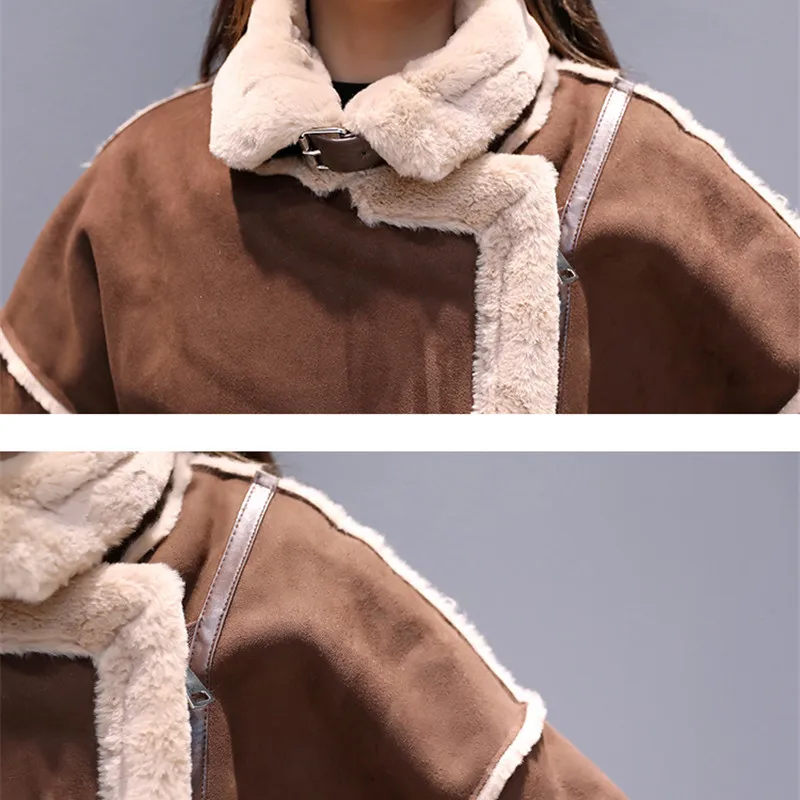 

2020 New Women Suede Leather Coats Long Zipper Parka Female Winter Jackets Ladies Faux Sheepskin Windbreakers Overcoat A1589