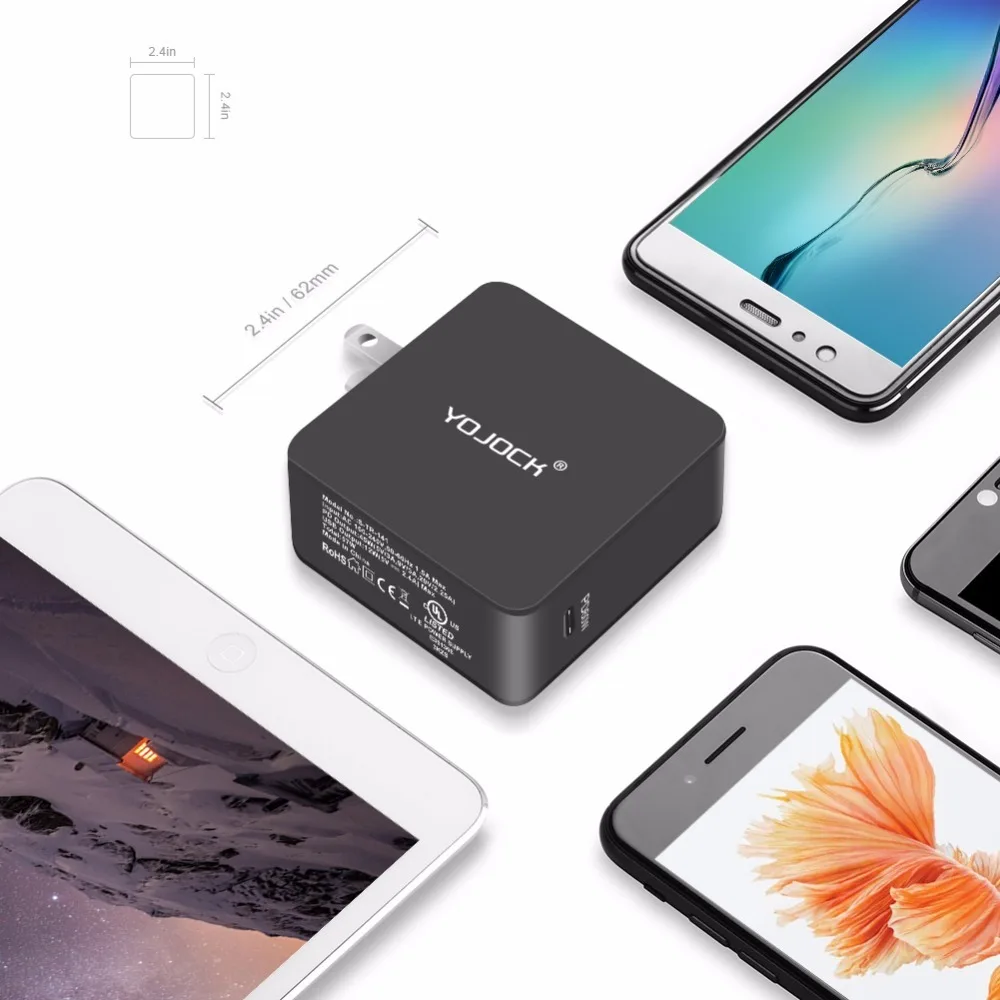 YOJOCK 60W USB C Wall PD зарядное устройство адаптер с доставкой питания для Apple MacBook/iPhone X Type
