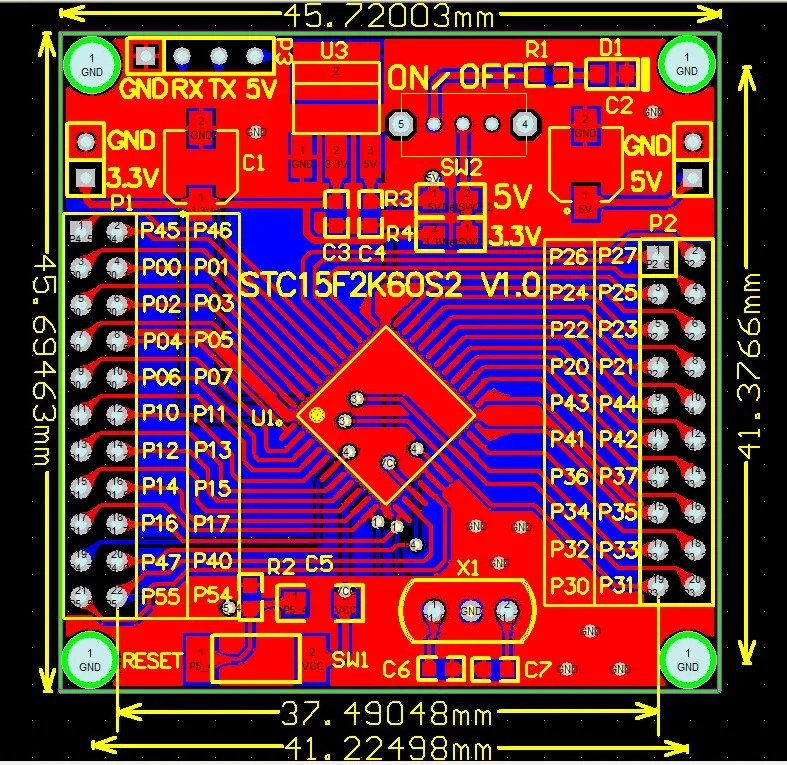 Материнская плата STC15F2K60S2 core plate small 51 1 chip микрокомпьютерная системная на STC YS-60 для