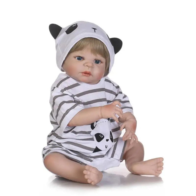 22 &quotПолный силиконовые возрождается маленьких мальчиков куклы bebe купаться