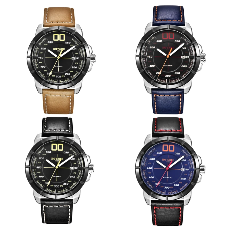 

BOYZHE Men Mechanical Watch Automatic Tourbillon Montre Homme Luxury Brand Watches Mens Luminous Sports Leather Reloj Hombre