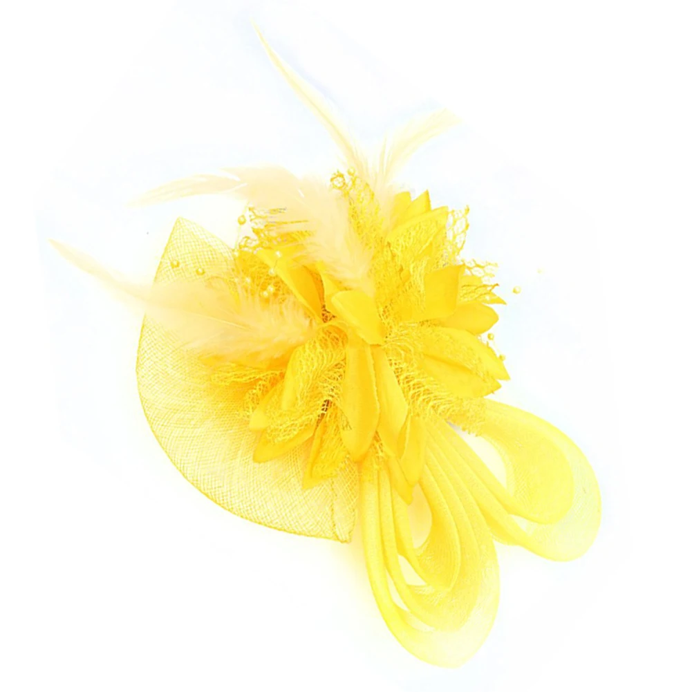 Women's Small hairpin feather hat Yellow | Красота и здоровье