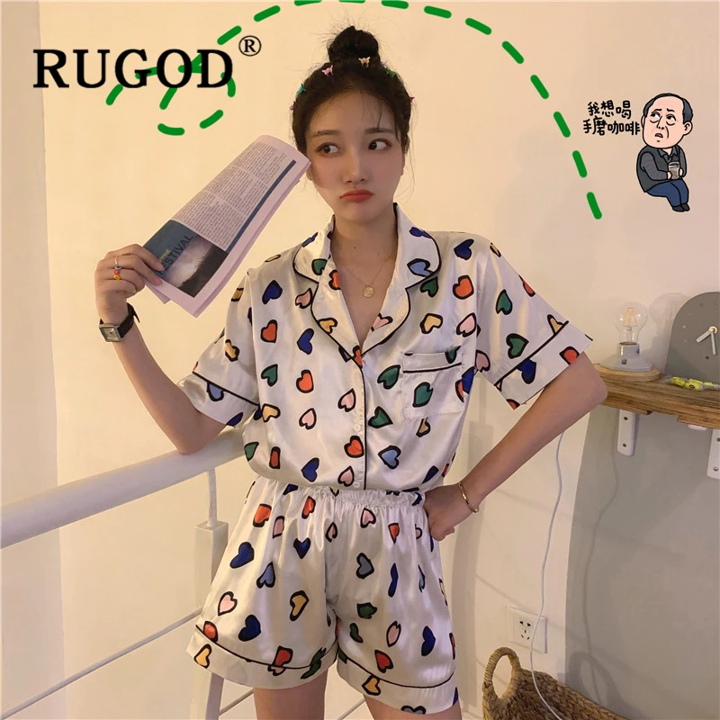 RUGOD летние мягкие пижамы для женщин модные с принтом сердца женские милые