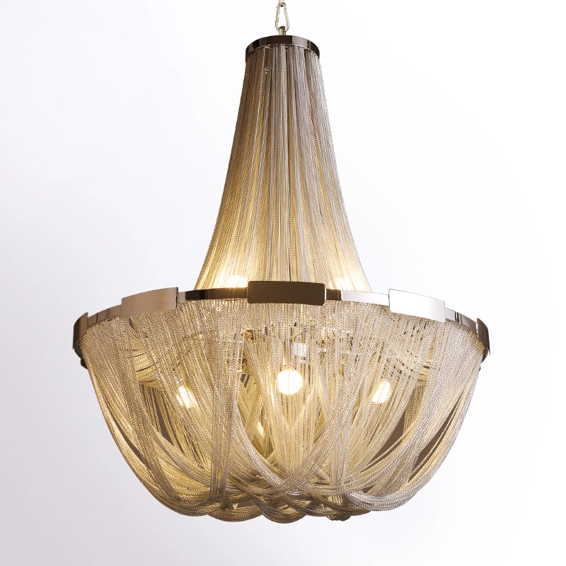 New Design Italy Tassel Pendant Light Silver Aluminum Chain Lamp Lamparas Lustre Led E14 Pendientes Post Modern Hanglamp | Освещение