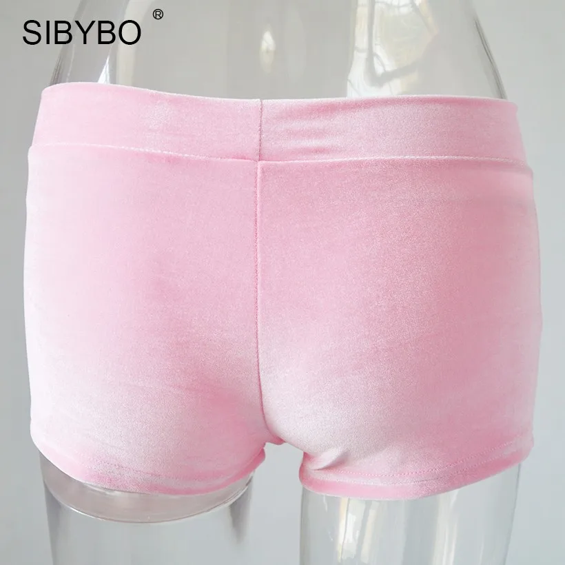 Sibybo, сексуальные Вельветовые женские шорты,, 6 цветов, новая мода, высокая талия, на шнуровке, шорты, Осень-зима, мини обтягивающие шорты
